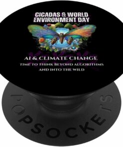 Cicadas on the impact of AI on Climate-DARK PopSocket