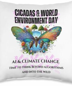 Cicadas on the impact of AI on Climate Throw Pillow