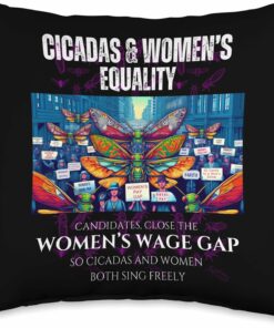 Close the Wage Gap, Cicadas and Women Sing Throw Pillow