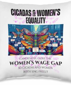 Cicadas : Close the Wage Gap, Cicadas and Women Sing Throw Pillow