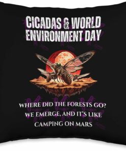 Cicada Mars Forest Throw Pillow