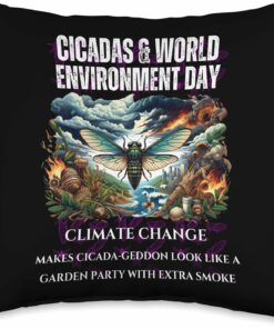 Cicadas raising Climate Change awareness-DARK Throw Pillow