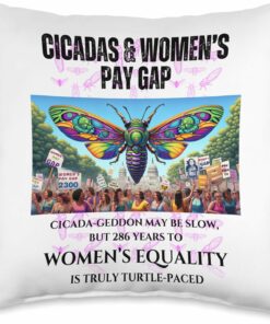 Cicada-Geddon Slow, 286 Years to equality is Turtle-paced Throw Pillow