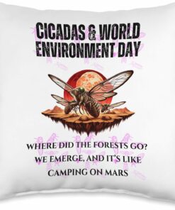 Cicada Mars Forest Throw Pillow