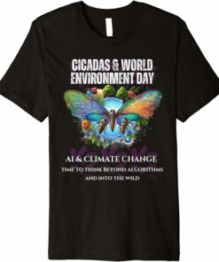 Cicadas on the impact of AI on Climate-DARK T-Shirt