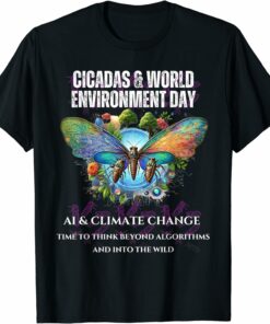 Cicadas on the impact of AI on Climate-DARK T-Shirt