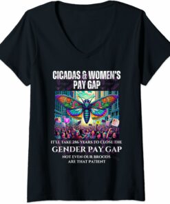286 Years for Gender Pay Equality, Cicadas Impatient V-Neck T-Shirt