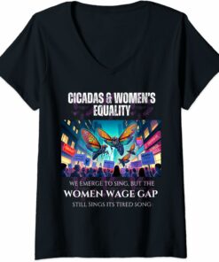 Cicadas : Wage Gap Sings Tired Song V-Neck T-Shirt