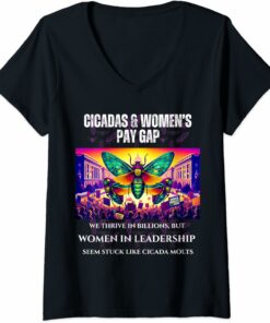 Thriving Cicadas, Stuck Women Leadership V-Neck T-Shirt