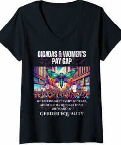 Cicadas Broods Meet, Gender Equality Wait Longer V-Neck T-Shirt