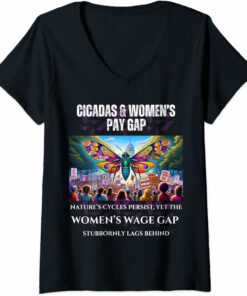 Cicadas : Nature Cycles, Wage Gap Lags V-Neck T-Shirt