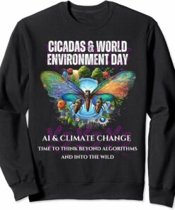 Cicadas on the impact of AI on Climate-DARK Sweatshirt