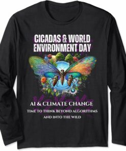 Cicadas on the impact of AI on Climate-DARK Long Sleeve T-Shirt