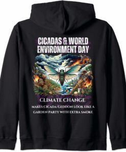 Cicadas raising Climate Change awareness-DARK Zip Hoodie
