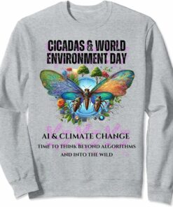 Cicadas on the impact of AI on Climate Sweatshirt