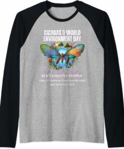 Cicadas on the impact of AI on Climate-DARK Raglan T-Shirt
