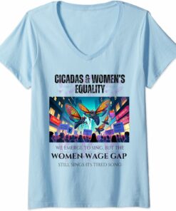 Cicadas : Wage Gap Sings Tired Song V-Neck T-Shirt