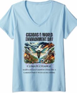 Cicadas raising Climate Change awareness-LIGHT V-Neck T-Shirt