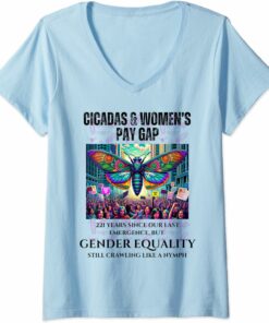 Cicadas 221 Years, Gender Equality Still Crawling V-Neck T-Shirt