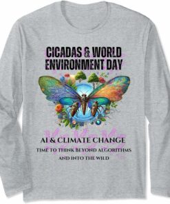 Cicadas on the impact of AI on Climate Long Sleeve T-Shirt