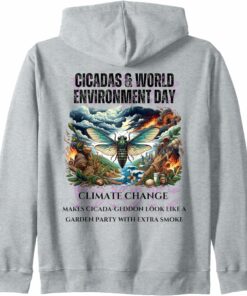 Cicadas raising Climate Change awareness-LIGHT Zip Hoodie