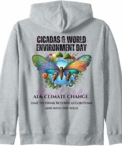 Cicadas on the impact of AI on Climate Zip Hoodie