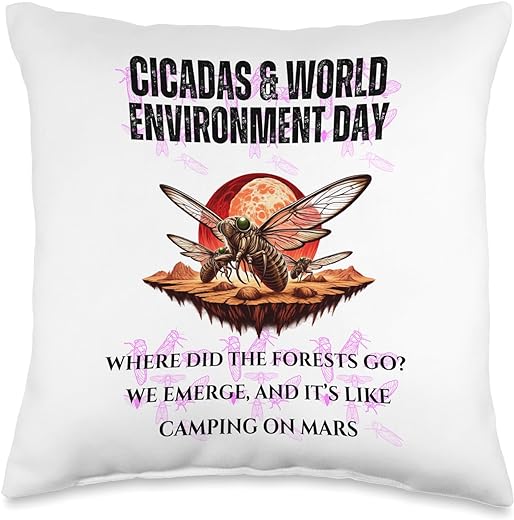 Cicada Mars Forest Throw Pillow