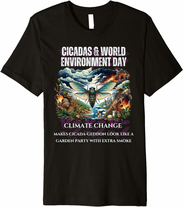Cicadas raising Climate Change awareness-DARK Premium T-Shirt